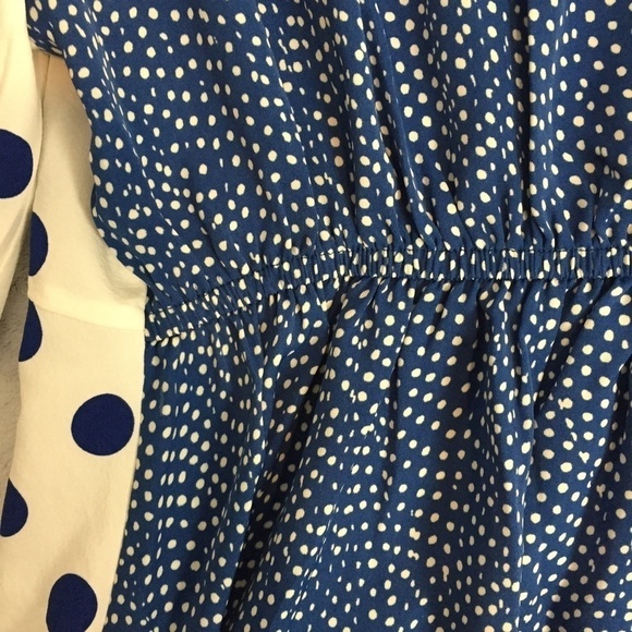 Shein Curve Polkadot Blouse 0XL Polyester Blue Twist Front Long Sleeve Shirt - Picture 6 of 12